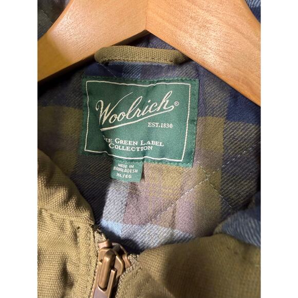 Woolrich  jacket flannel lined Hooded Canvas  Men’s size XL Full Zipper - Picture 2 of 10